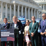 Task Force Chair Julia Brownley speaks at press conference.