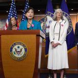 Task Force Chair Judy Chu speaks at press conference.
