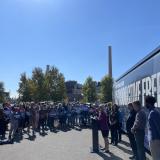 Reps. Brittany Pettersen, Diana DeGette at campaign tour bus event